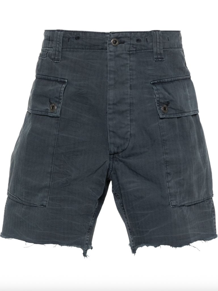 Polo Ralph Lauren Navy Straight Cotton Cargo Raw Cut Shorts In W32